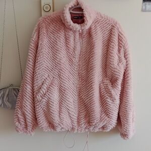 Pink Faux Fur Jacket SHEIN